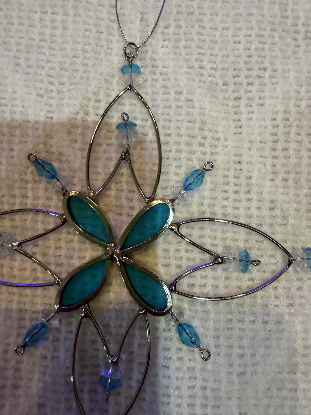 2 Snowflake Sun Catchers Teal Aqua