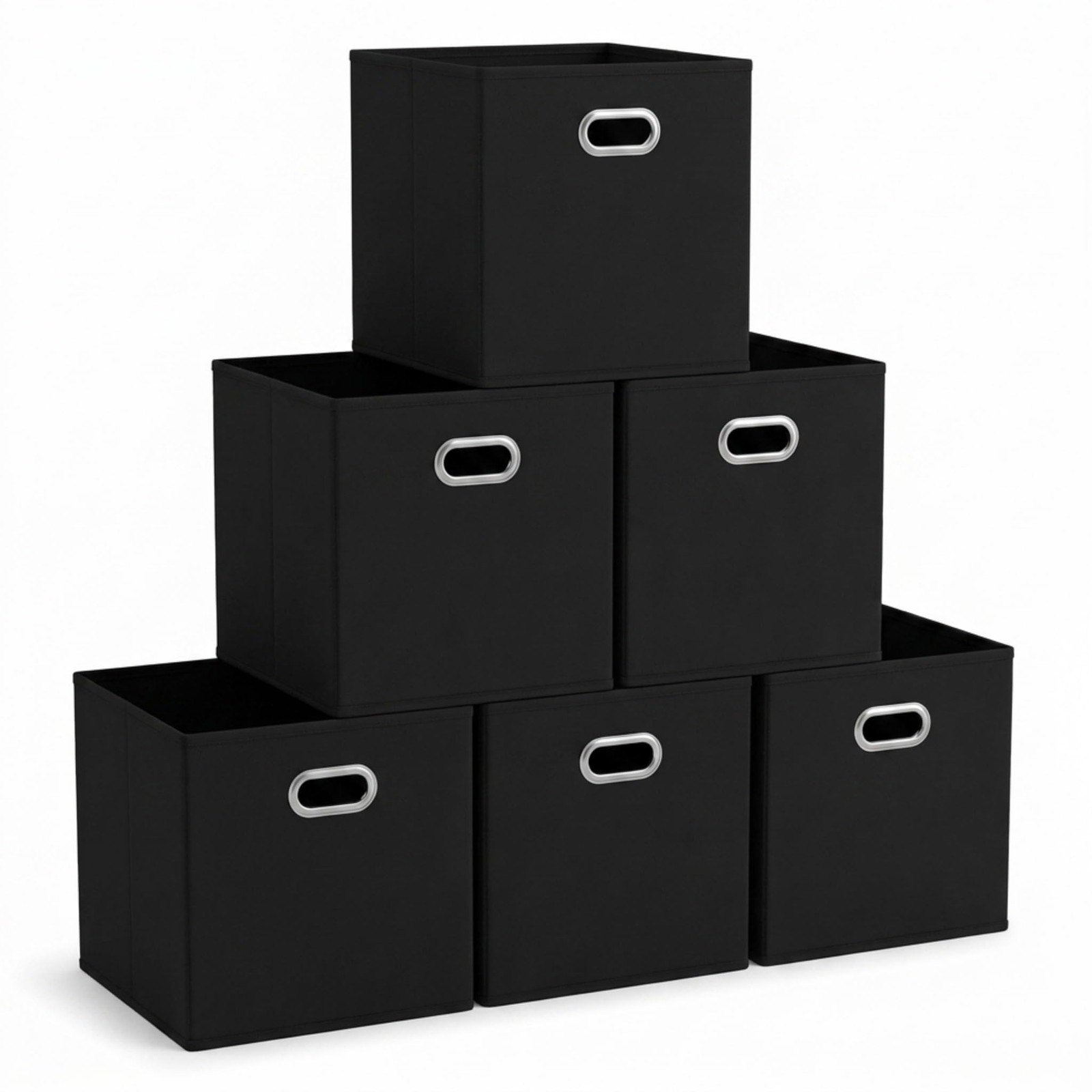Foldable Fabric Storage Bins 6 Piece Set, Strong Poly-Woven Fabric, Sturdy Ch...