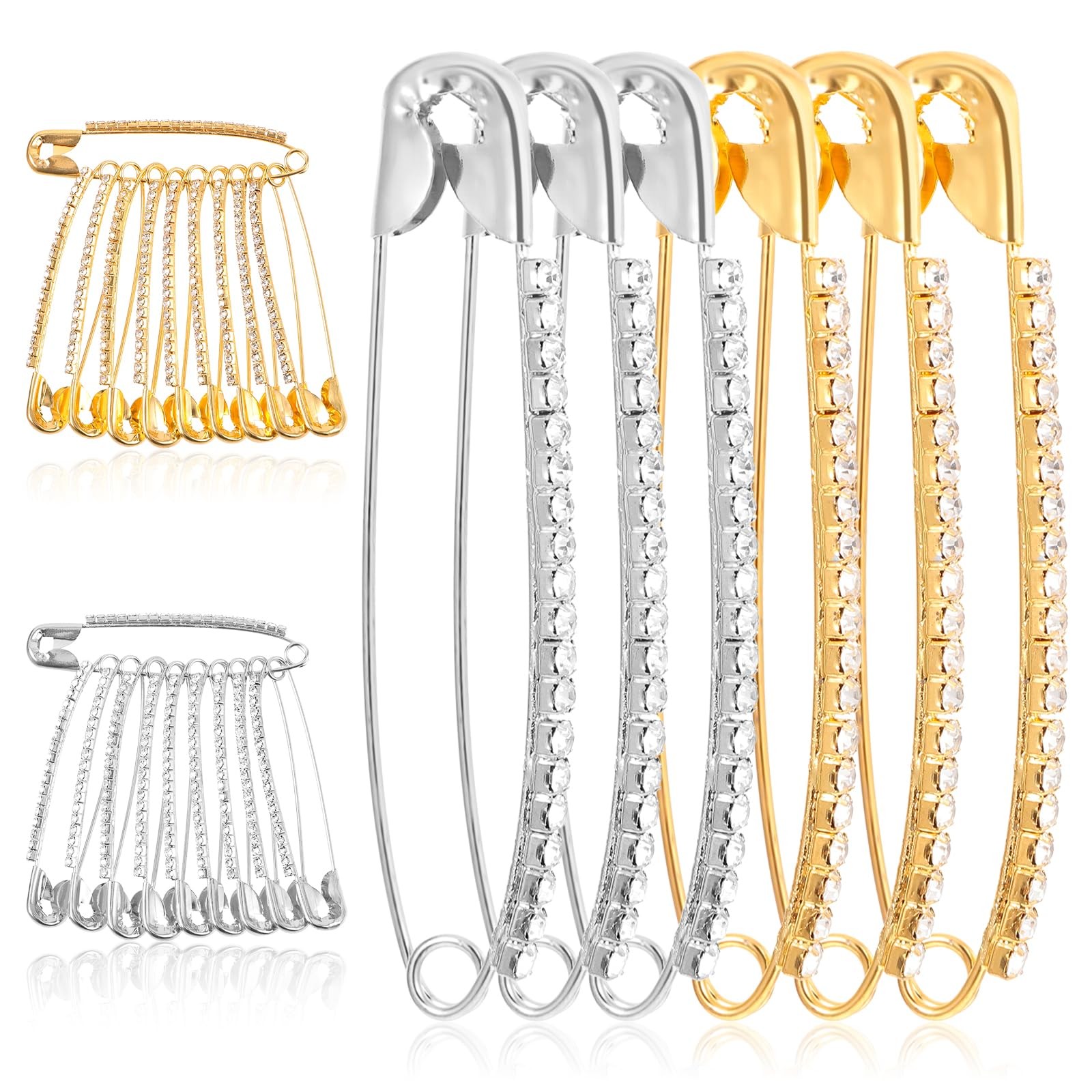20 Pcs Rhinestone Safety Pin Brooch, Hat Sliver Clips for Women Men Elegant J...