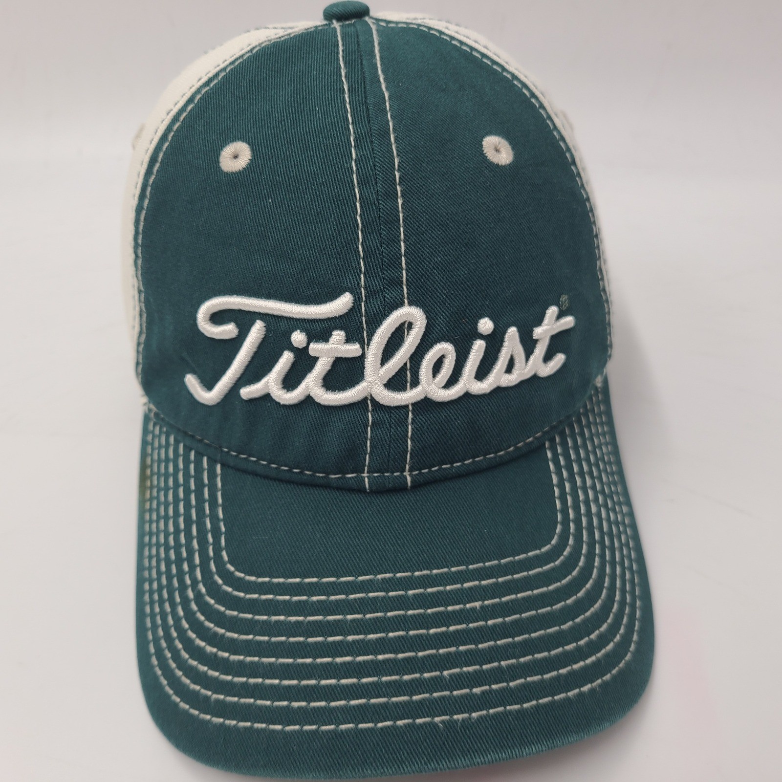 Titleist Hat Strapback Green White Golf Script Logo Casual Outdoors Cotton Men