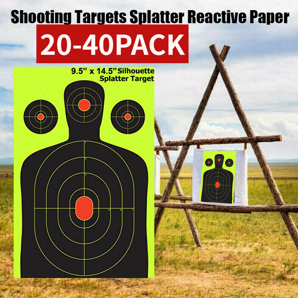 Shooting Targets Reactive Splatter Range Paper Target Gun Shoot Rifle 2/40Packs