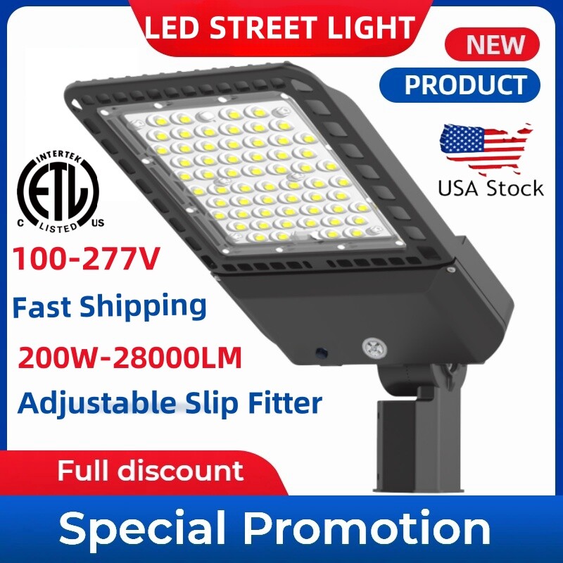 LED Parking Lot Light 200Watt Shoebox Fixture For Road Street Area Dusk To Dawn