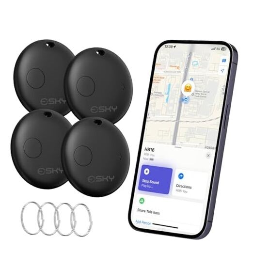 Air Tracker Tags-Bluetooth Smart Luggage Tracker Works with Apple 4 Pack Black