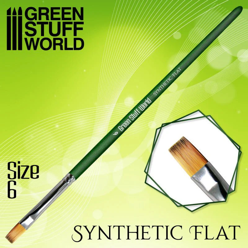 Green Stuff World Green Series Flat Synthetic Brush - Size 6 for Miniatures 2456