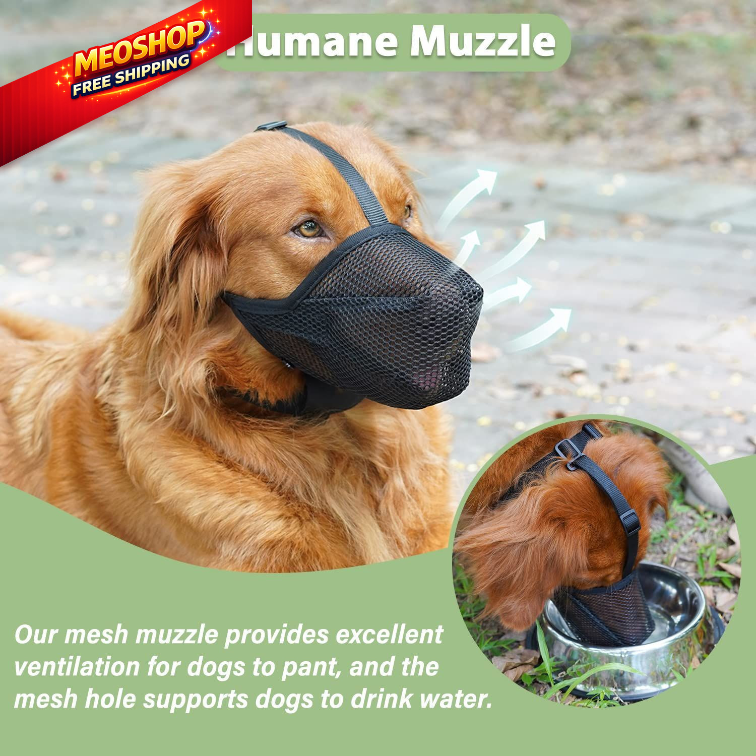 Mayerzon Dog Muzzle, Patented Soft Mesh Muzzle for L-(Snout:11"-12¼"), Black
