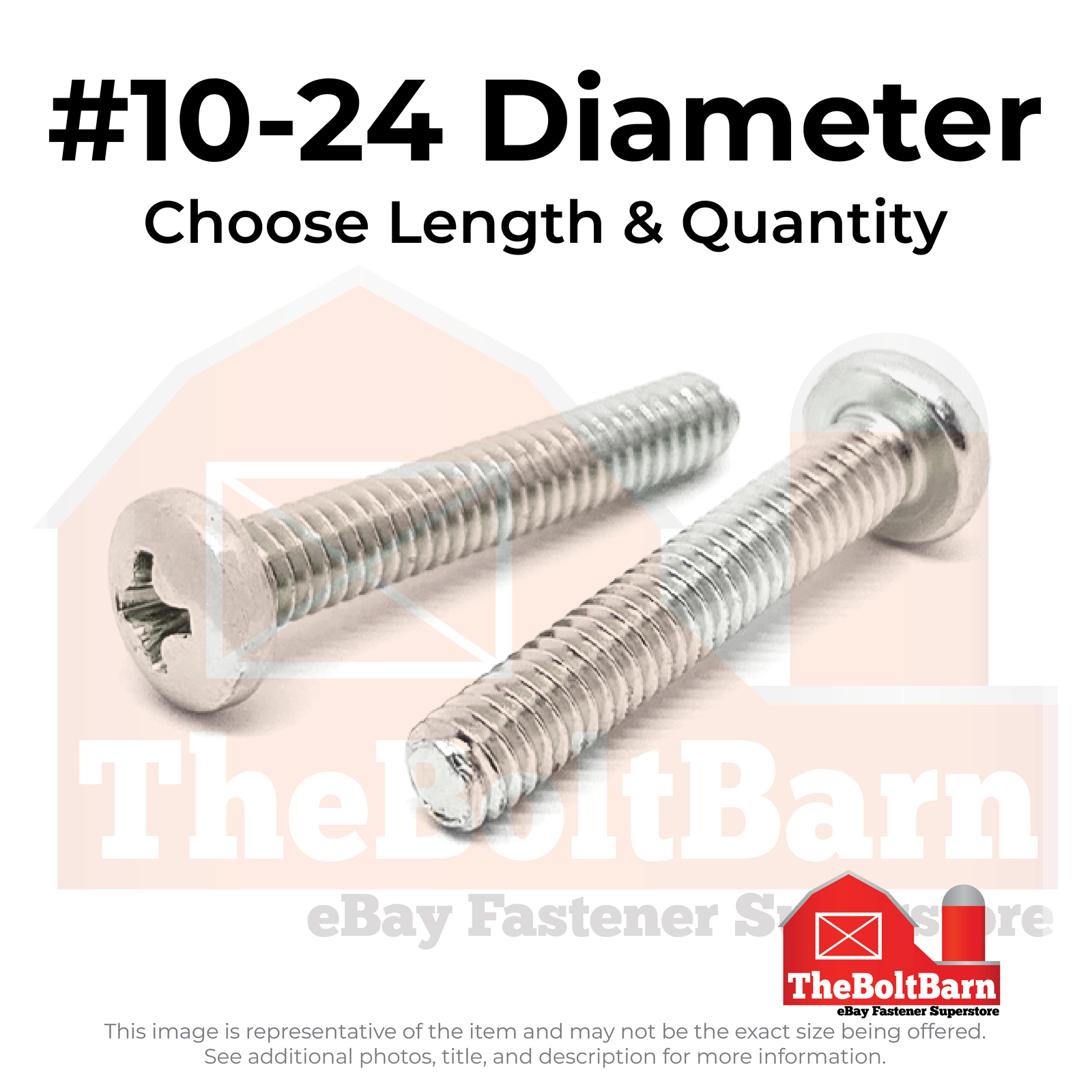 #10-24 316 Stainless Steel Phillips Pan Head Machine Screws (Pick Length & Qty)