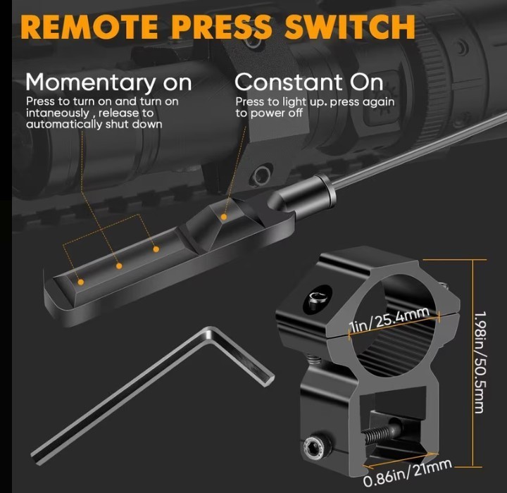 Tactical Rifle Light - Bright Rechargeable And Easy To Mount - Tail Switch Inclu