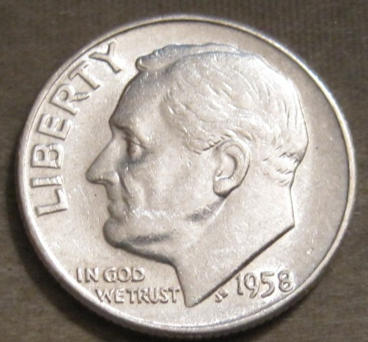 SELLING AS SHOWN~1958 P ROOSEVELT DIME~PLEASE VIEW ALL PHOTOS FOR CONDITION~612