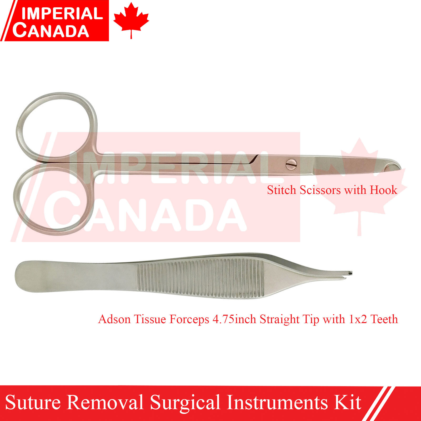Suture Removal Surgical Instruments Kit Adson Forceps Stitch Set of 2 DS-1961