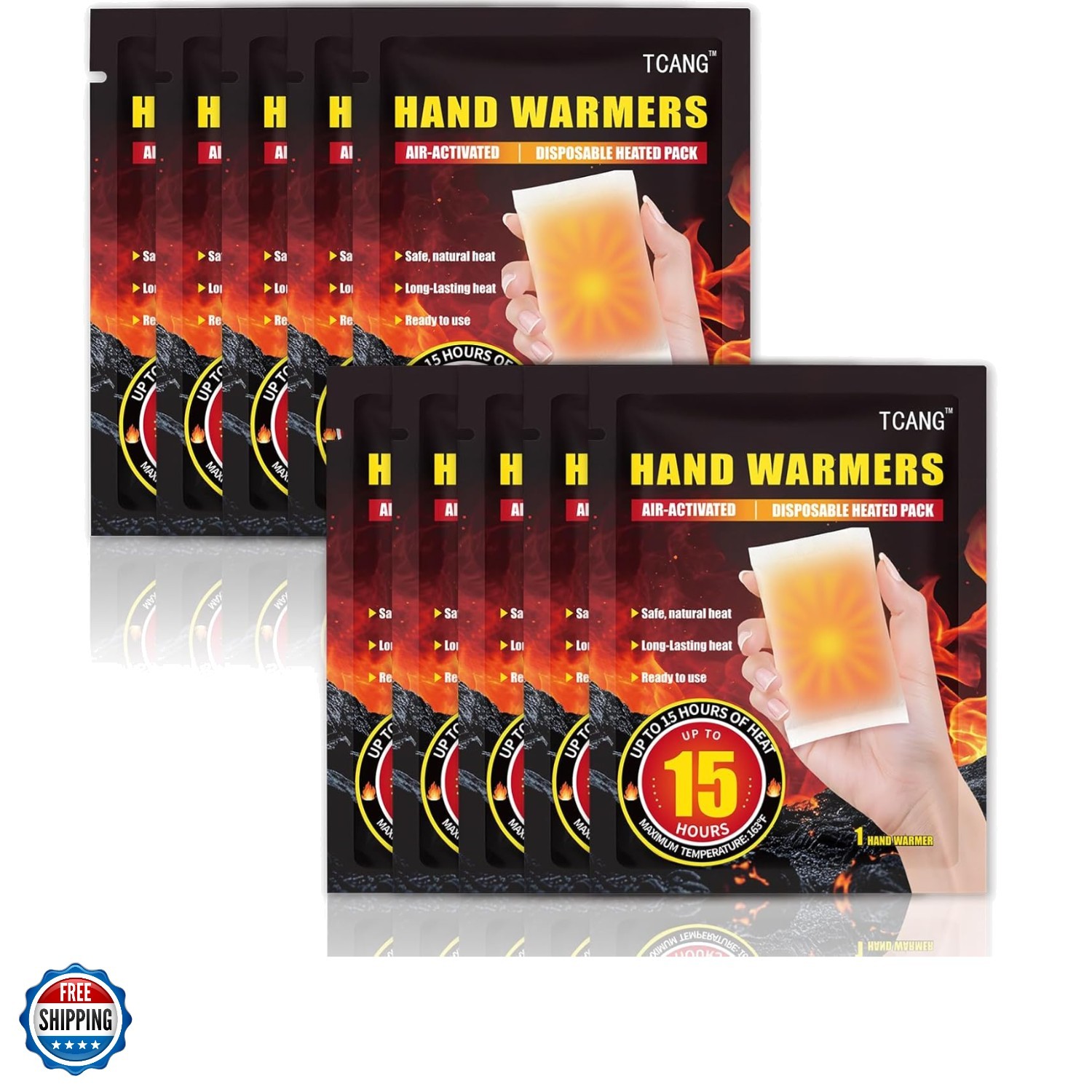 Hand Warmers Disposable - Up to 15 Hours of Heat - 10 Pack Super Long Lasting...