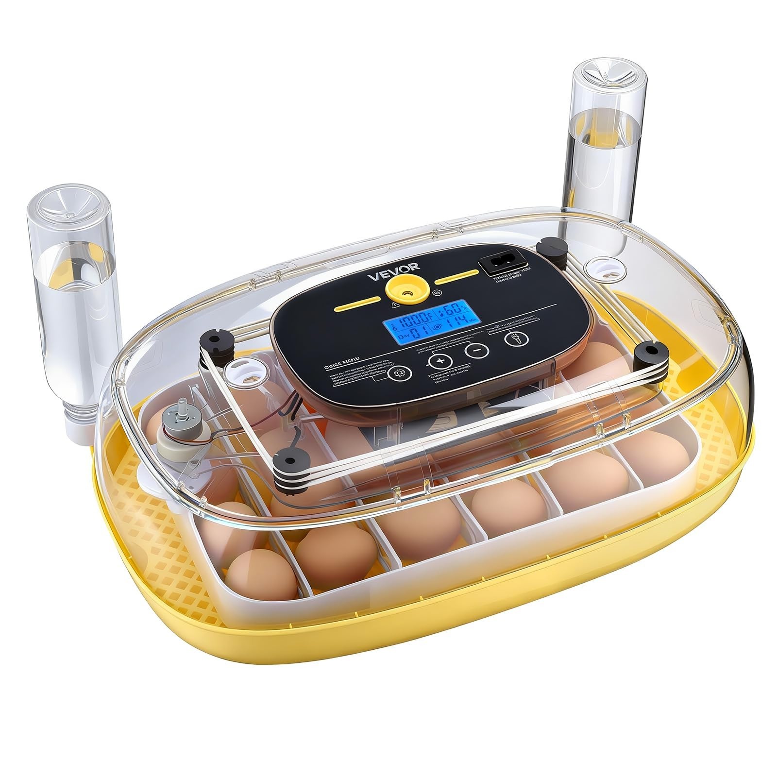24 Egg Incubator with Automatic Turner, LED Candler, Temp & Humidity Control, 36
