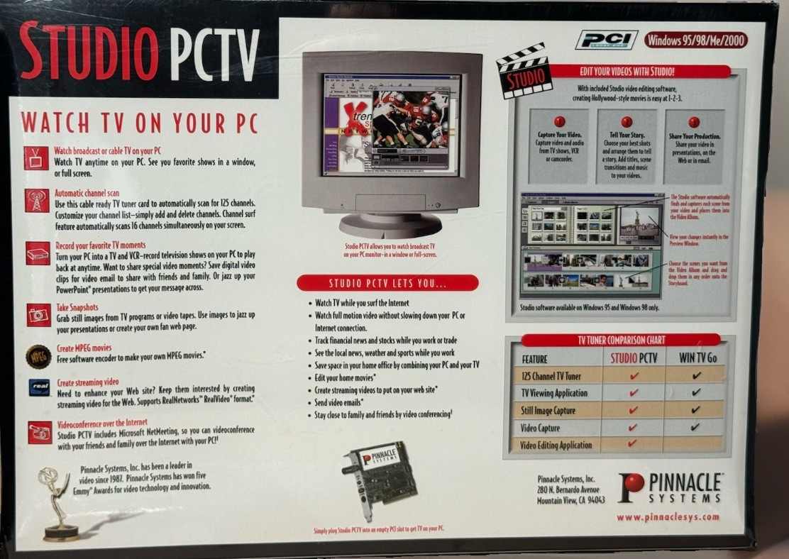 Pinnacle Systems Studio PCTV PRO PCI Windows 95/98/Me/2000