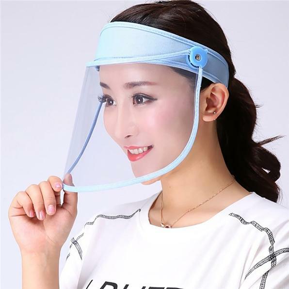 Reusable & Adjustable Face Shield Flip Up Headband Clear Visor Baby Blue 2 Pack