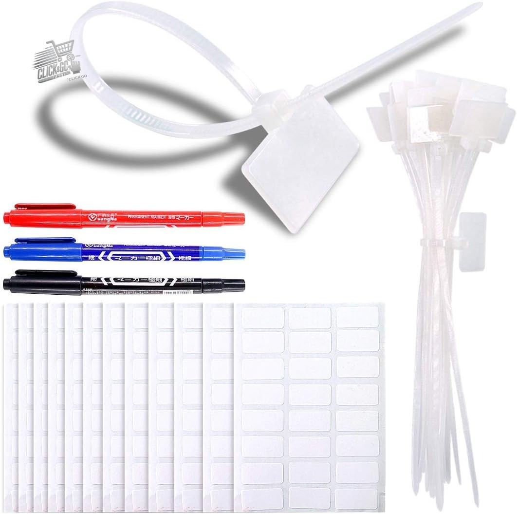 200 15.2cm Self-Locking Nylon Cable Ties, Writing Labels