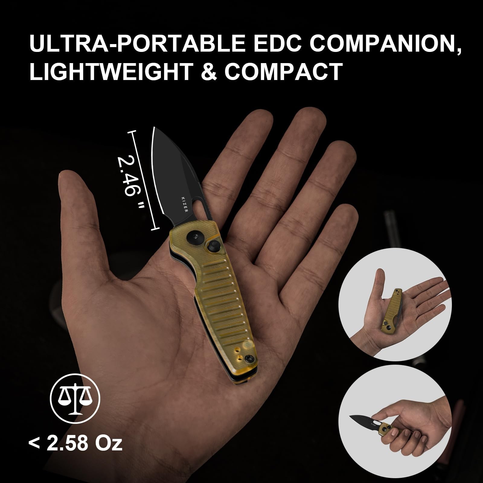 Kizer Parakeet V2706A1 2.46" Nitro-V Blade Folding Knife PEI Handle
