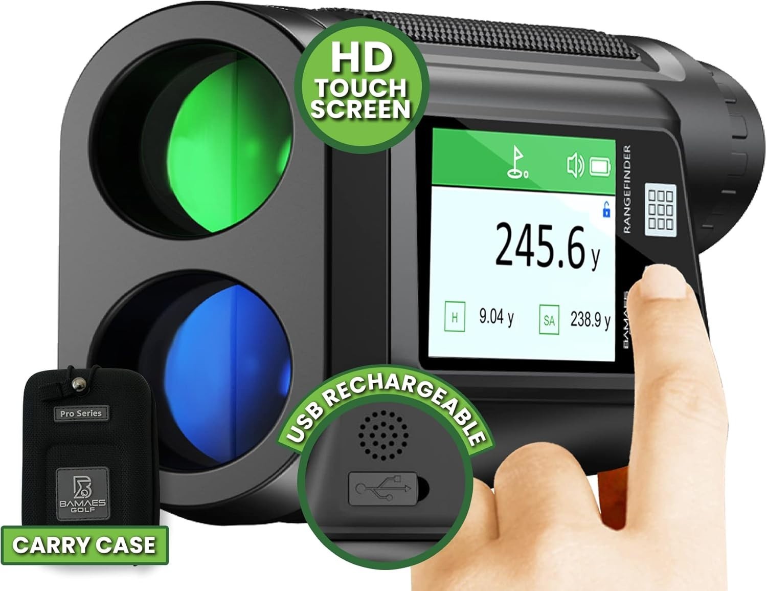 Golf Rangefinder with Slope and HD Touchscreen - 650 Yard Range 6X Magnification