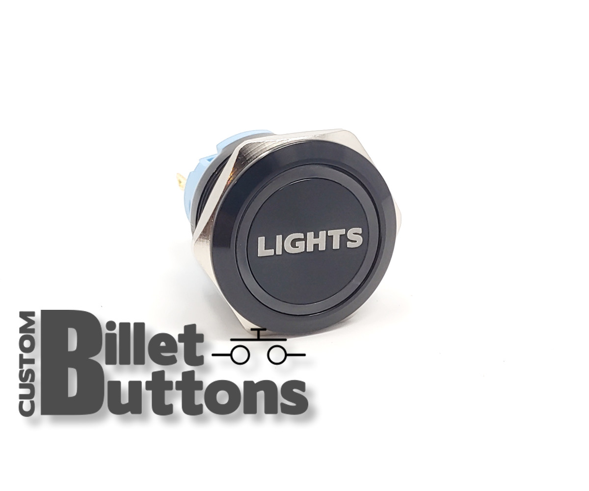 LIGHTS Laser Etched Billet Push Buttons 12V LED Car Motorcycle Racing