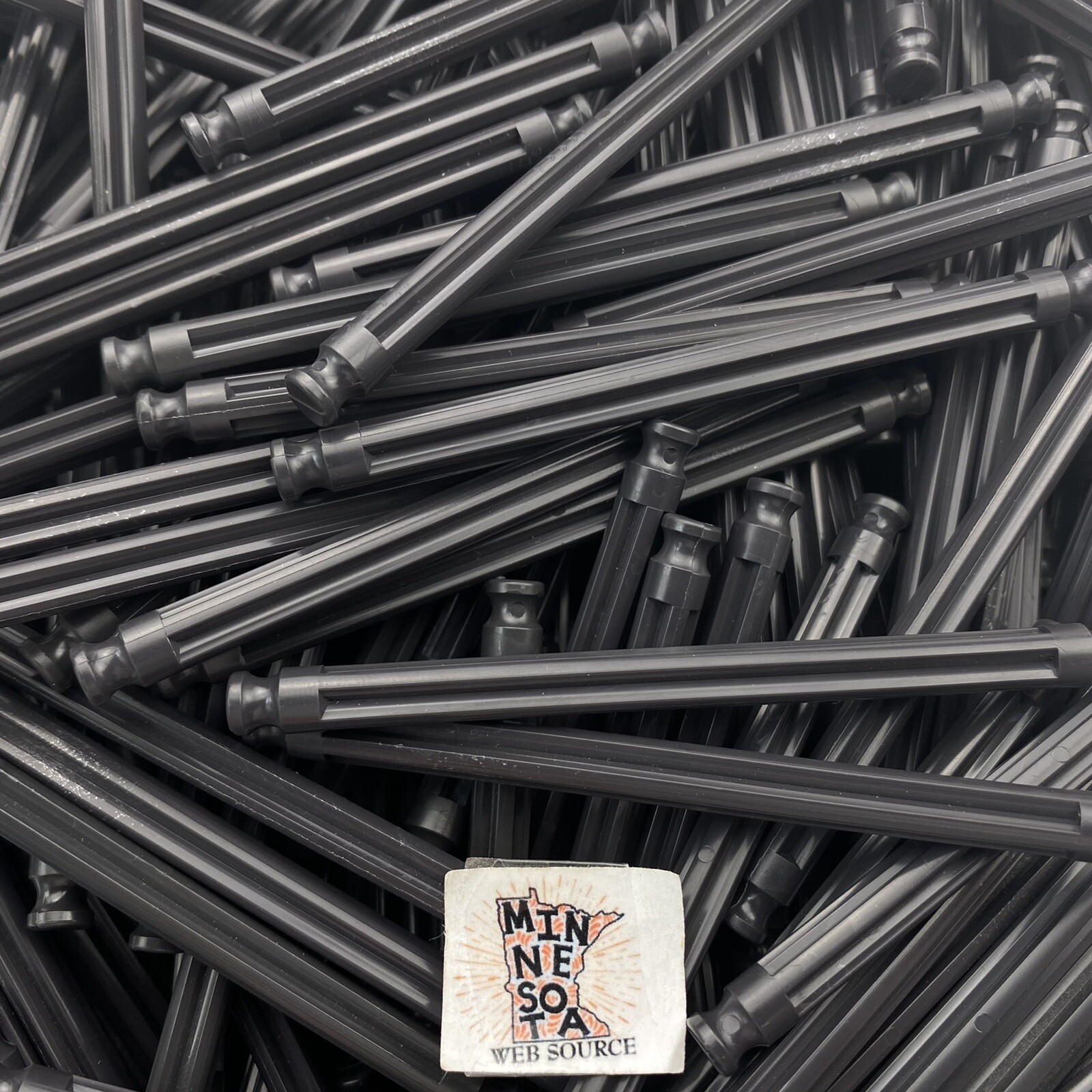 (100) K’NEX Dark Gray 3‑7/16" (3.44") Rods – USED OEM – Standard