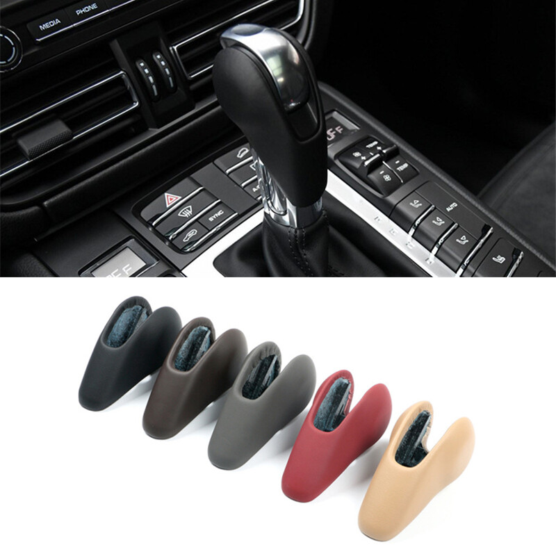 Leather Gear Shift Lever Knob Cover Replace For Porsche Panamera Cayman 2010-16