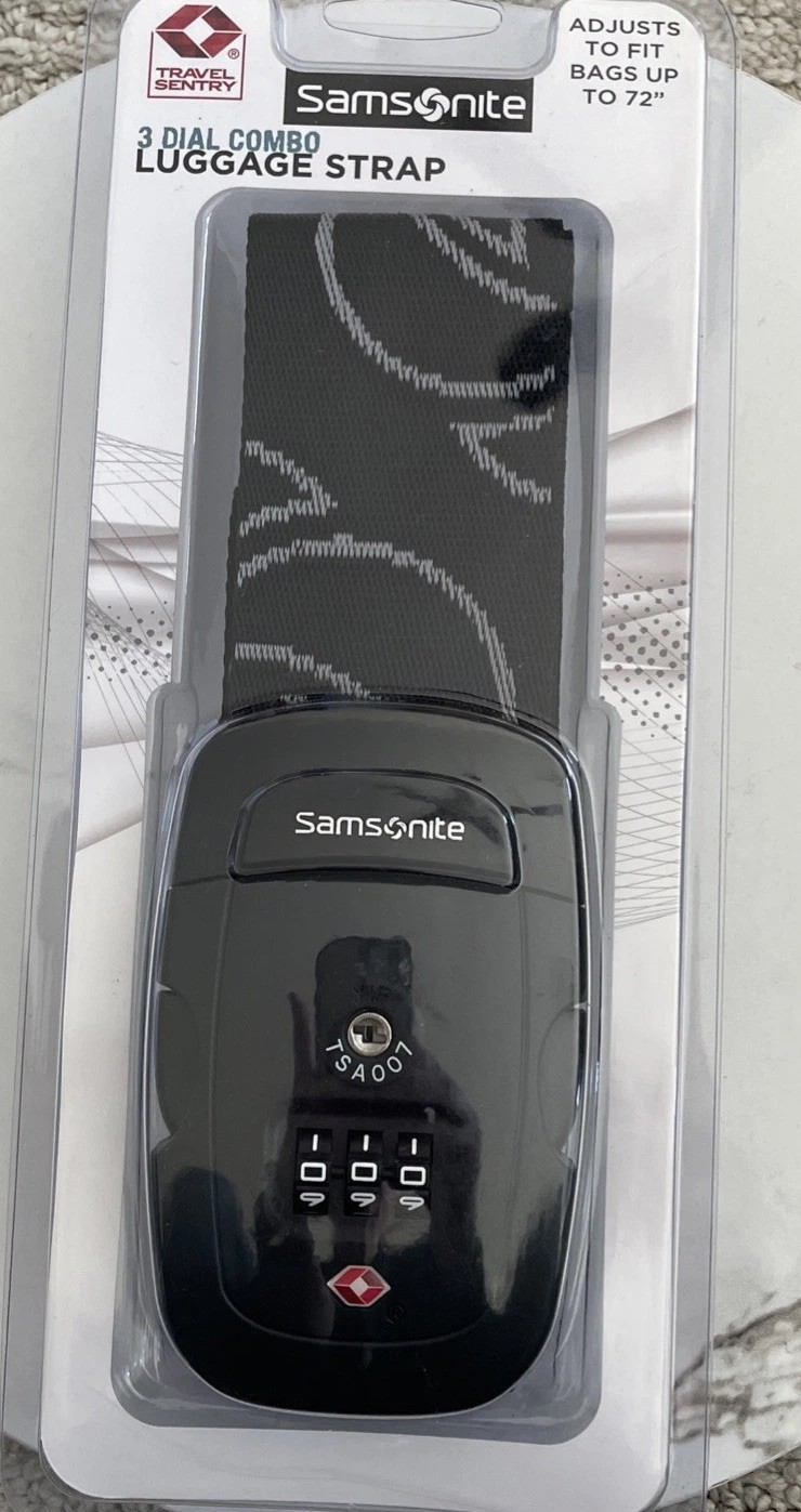 Samsonite 3 Dial Sentry Combo Luggage Strap Black Multi Combination Lock New