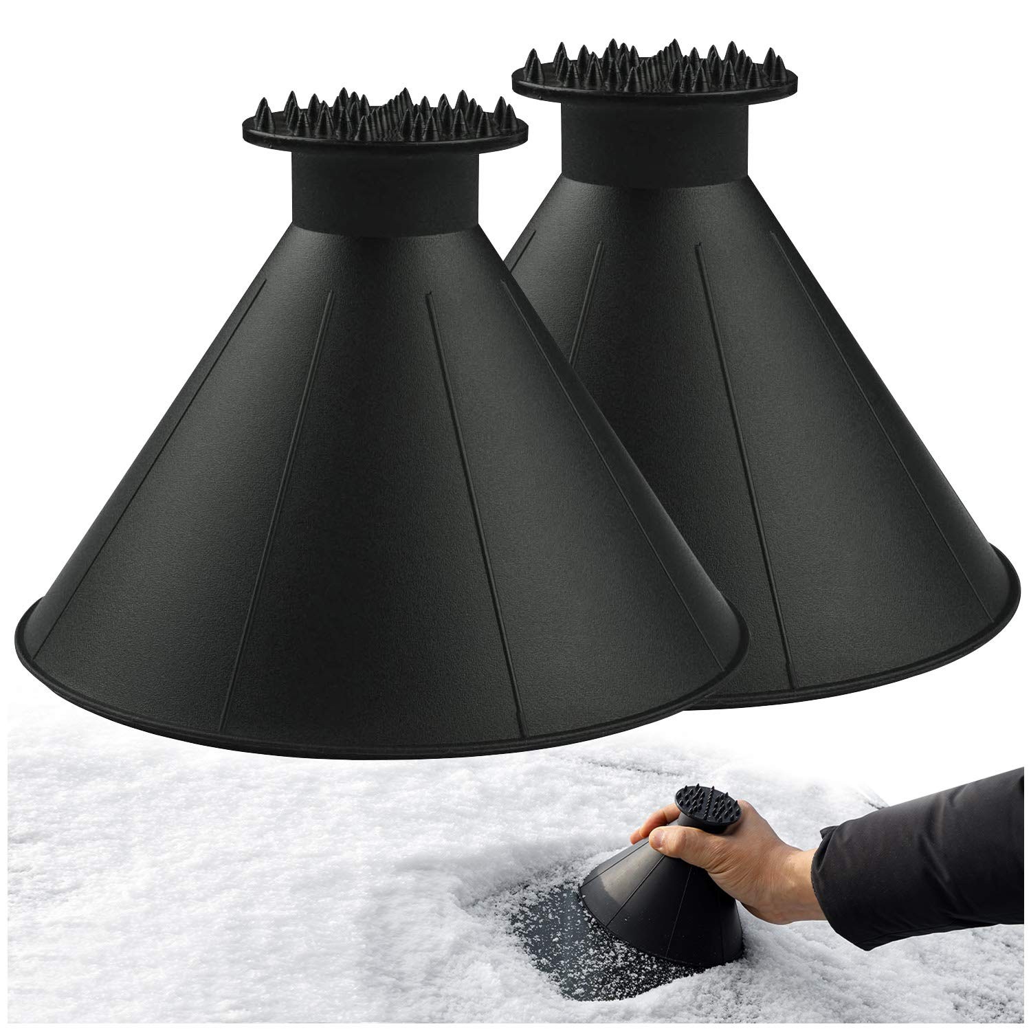Magical Ice Scrapers For Car Windshield 2 Pack Cone Magic Car Ice Scraper With F