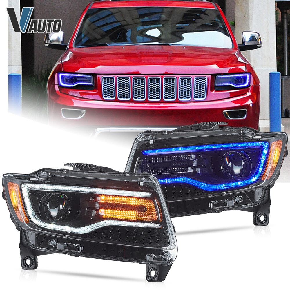 For 2011-2013 Jeep Grand Cherokee LED Projector Headlights Assembly Left+Right