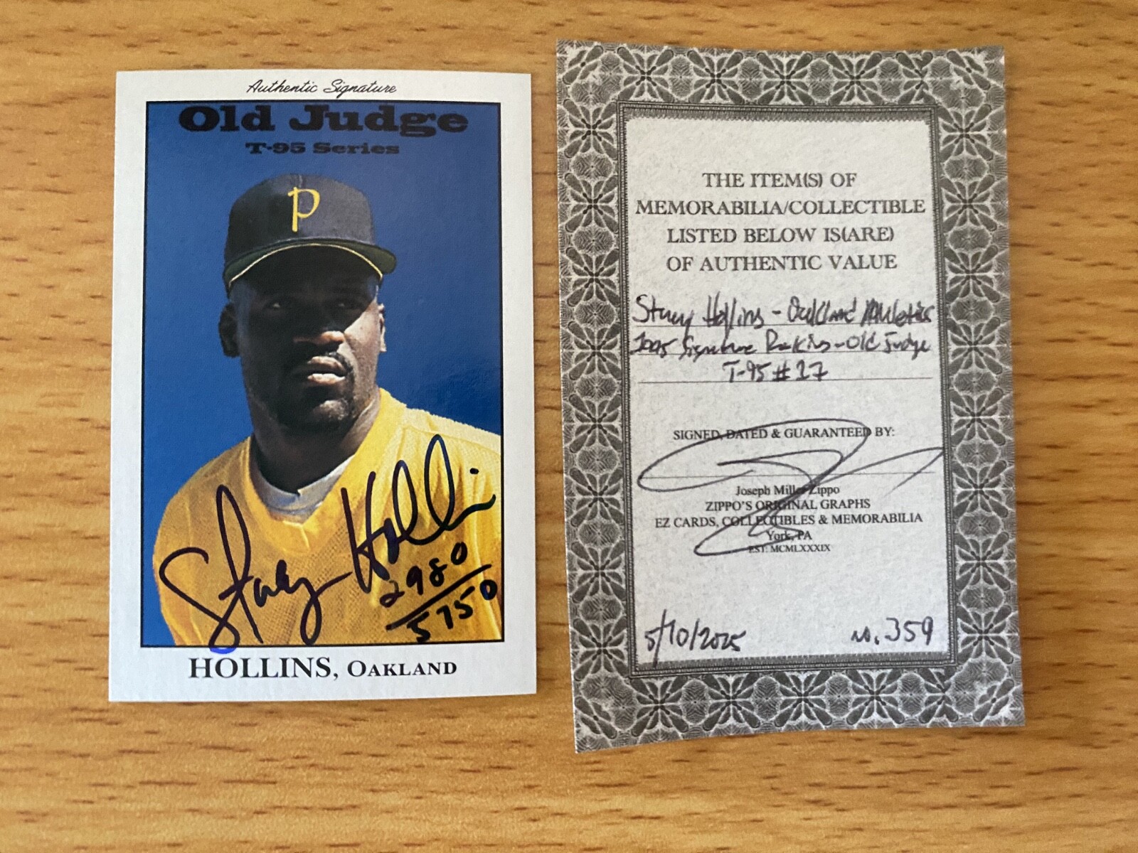 Oakland Athletics signed Stacy Hollins - 1995 Signature Rookies T-95 - AUTHENTIC