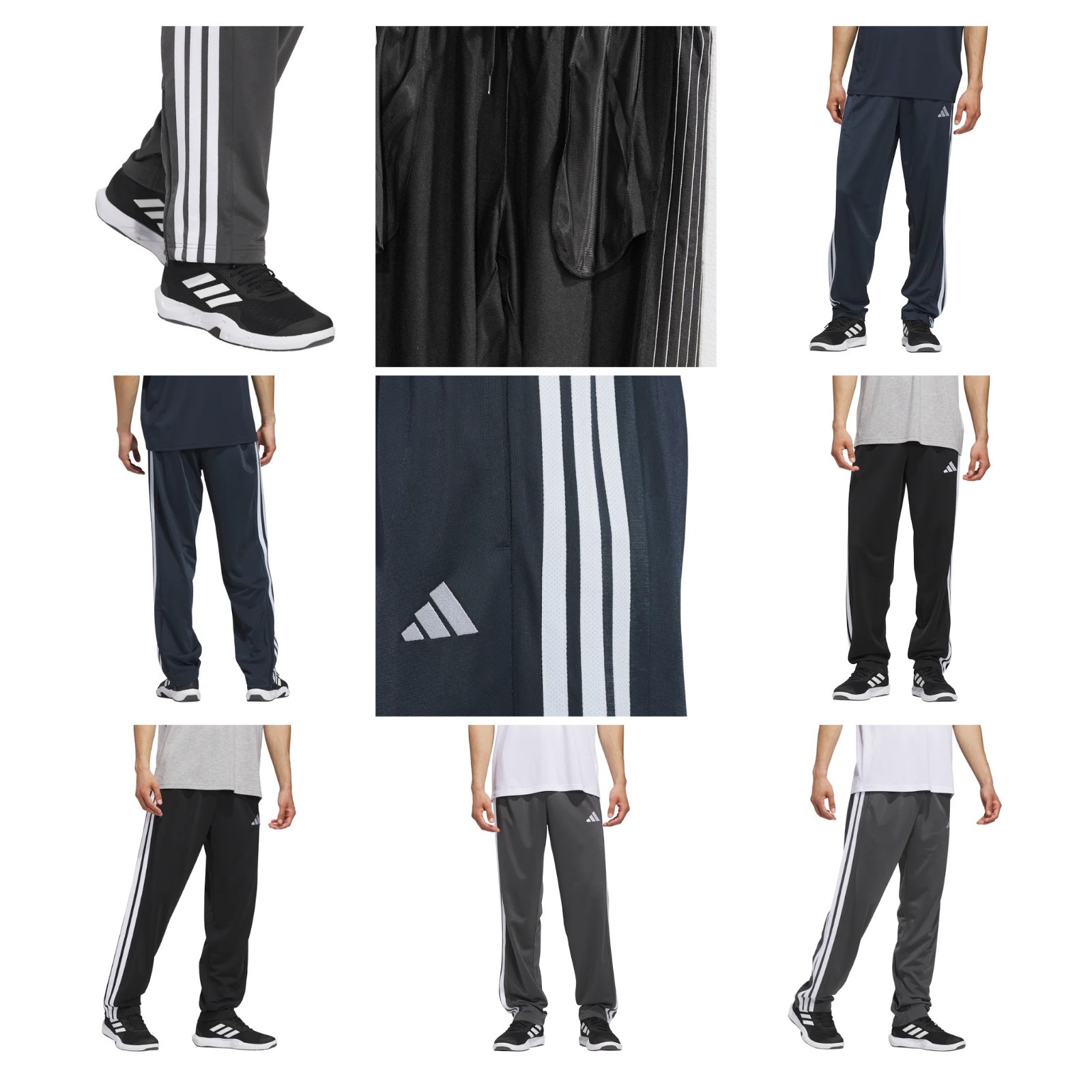 adidas Men's Track Pant Tricot Ankle Zip Black Gray blue select size and colors