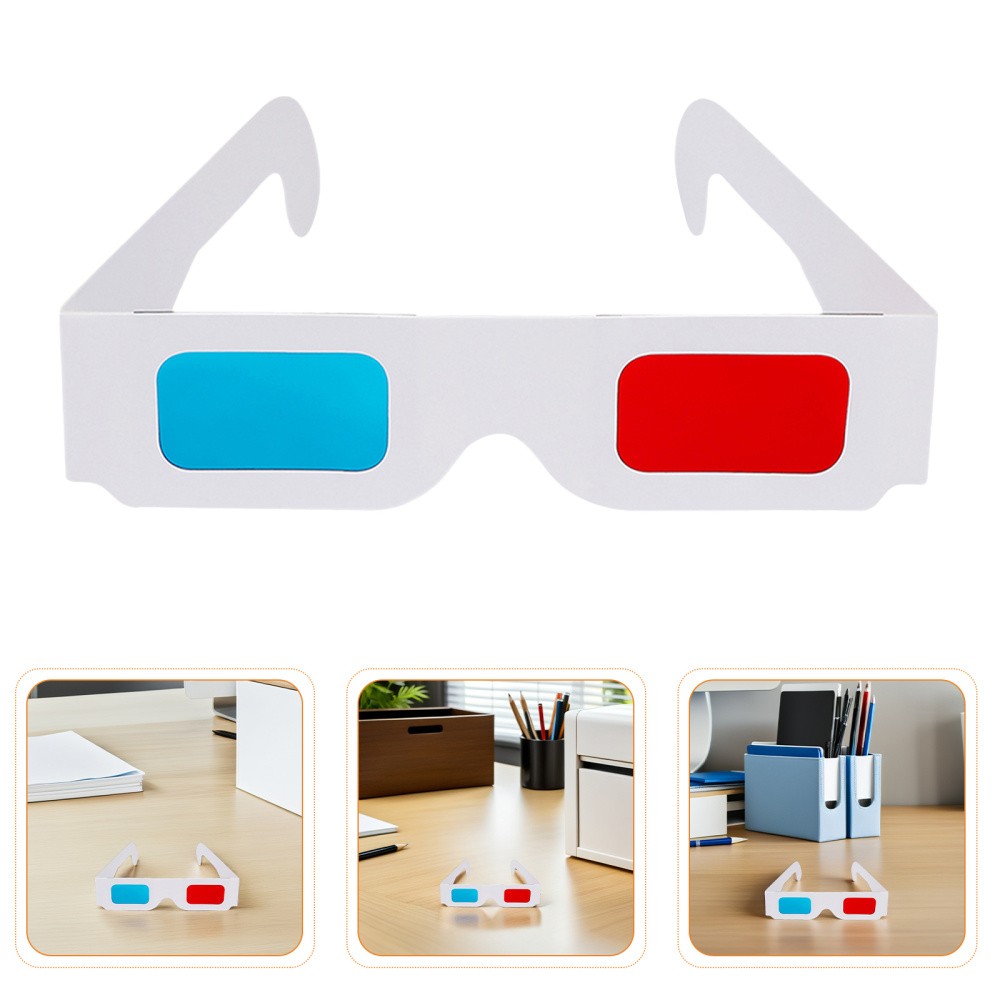 200Pcs Lightweight Paper 3D Glasses Red Blue Cardboard for Movies and Games