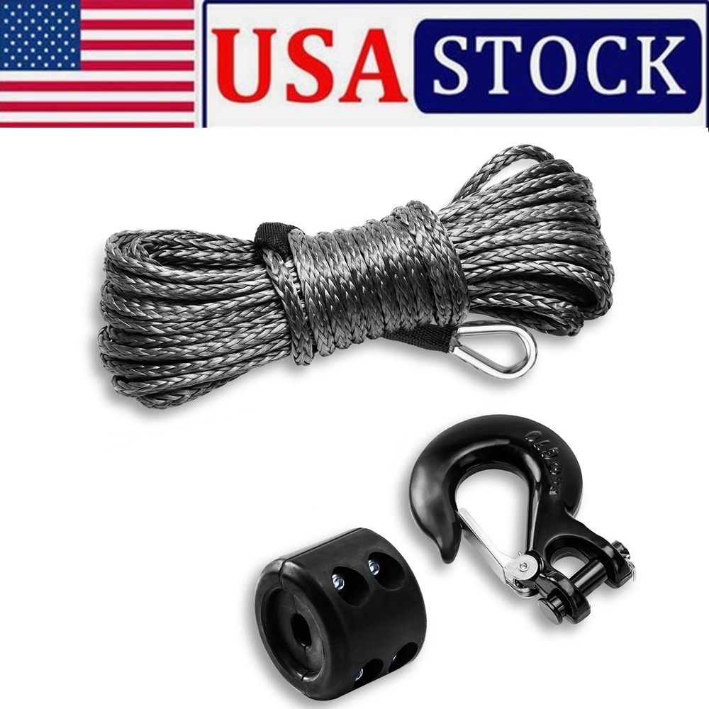 Synthetic Winch Rope 1/4" X 50 Ft，Max 9500lbs Winch Rope with Heavy Duty
