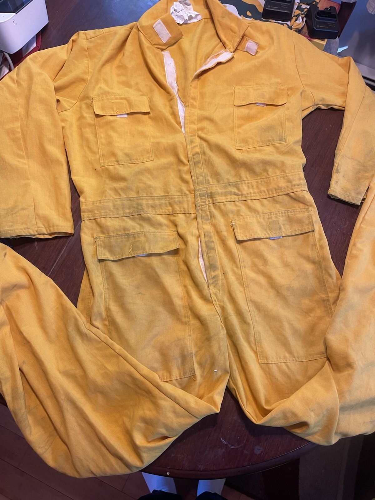 Nomex Work Safe Firefighting coveralls XL Flame resistant Suit Mustard Vtg Used