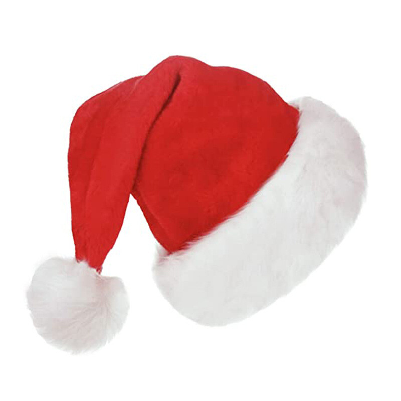 Adult Santa Hat Santa's Christmas Hat Plush Red Holiday Christmas Cap US FAST