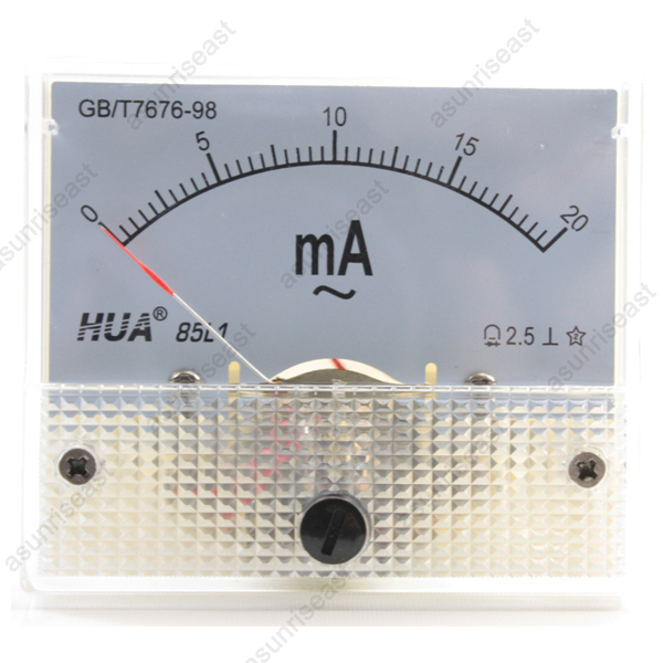 1 × AC20mA Analog Panel APM Current Meter Ammeter Gauge 85L1 AC0-20mA