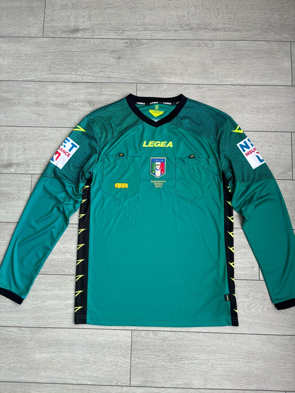 Italia Italy Football Referee Arbitri Shirt Jersey Legea Green Men Size M Medium