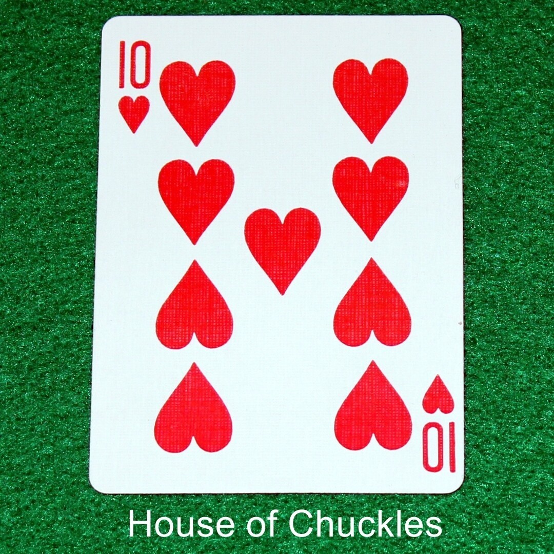 10 of Hearts with 9 Pips - Mis-Matched, Bicycle Printed Gaff Card, Blue