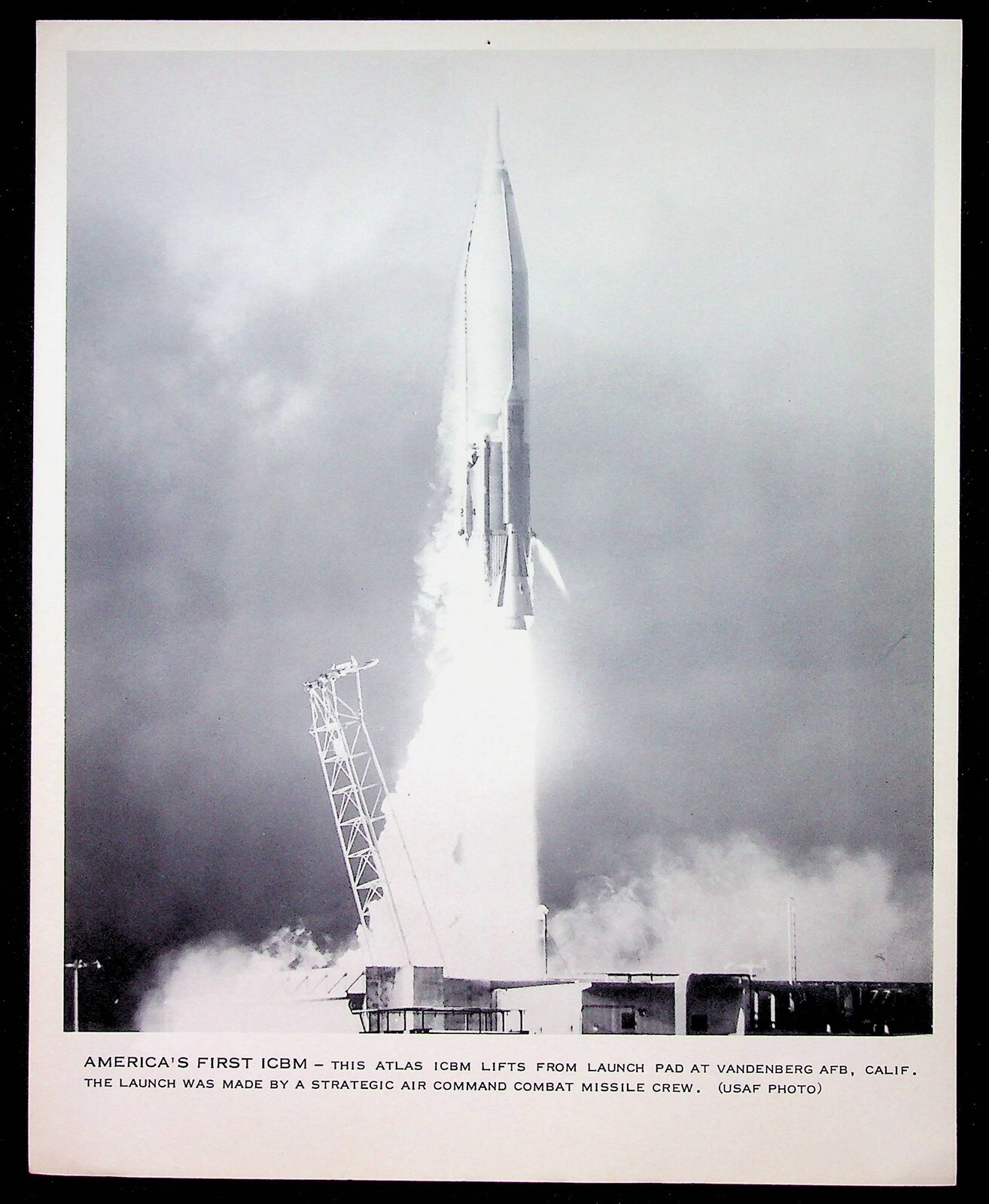First American ICBM Missile Atlas Launch Vandenberg CA USAF Photo 1960s