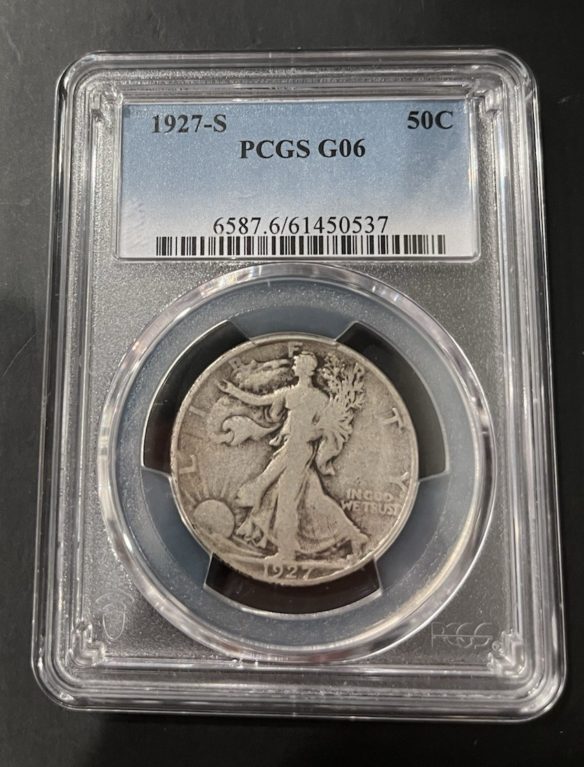 1927-S SILVER WALKING LIBERTY HALF DOLLAR-PCGS G06