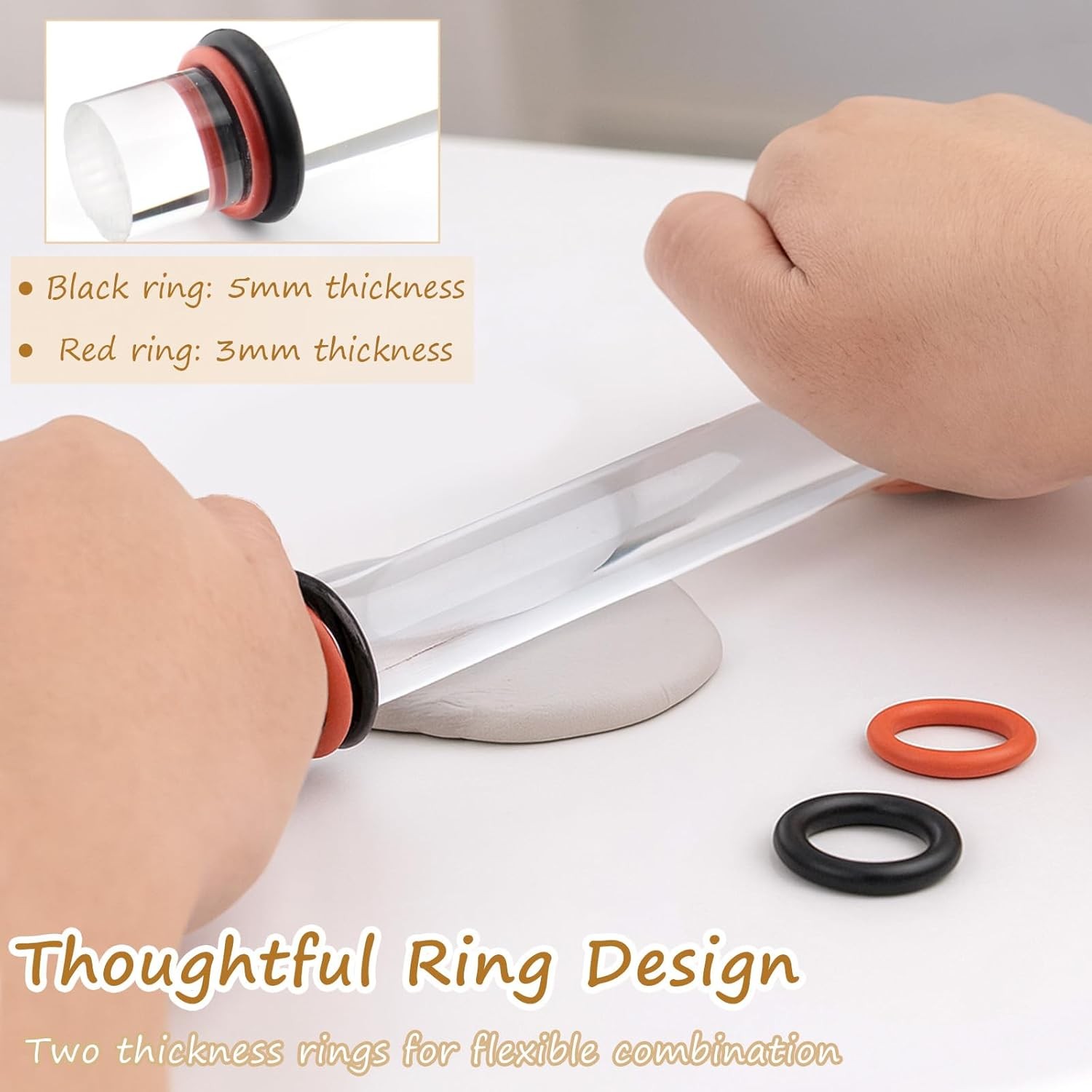 2-Piece Polymer Clay Acrylic Rolling Pin Set – Clear Slab Roller Tools with