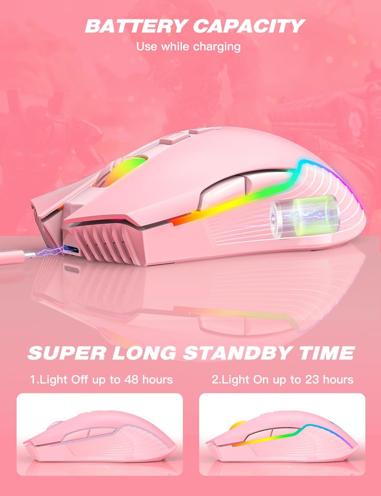 Computer Mouse, Ergonomic Optical Mice with RGB Backlit, 6 Adjustable DPI, US...