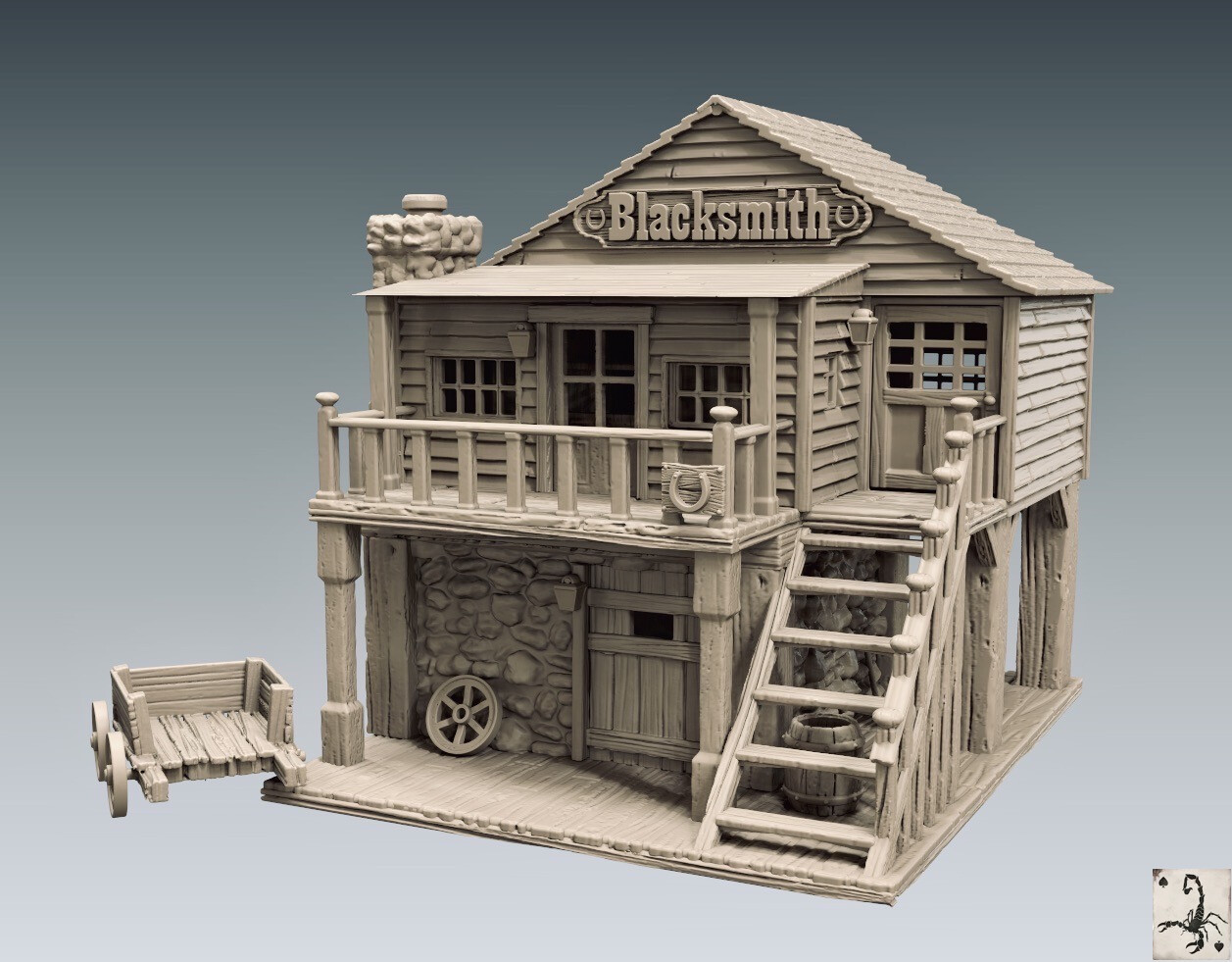 Black Scorpion Miniatures Town Blacksmith Wild Old West Building Terrain Scenery