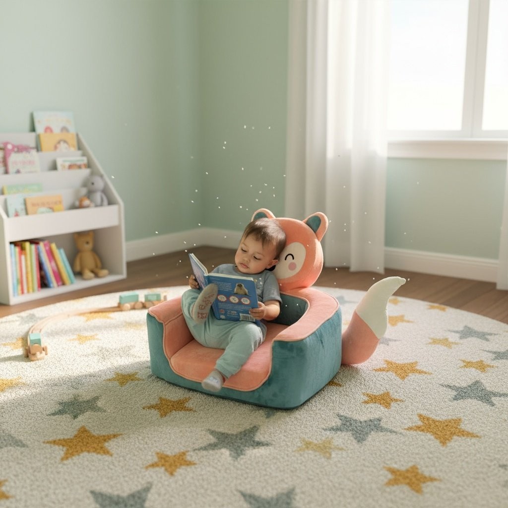Fox Toddler Chair Kids Foam Sofa | Kawaii Montessori Kids Seat | Soft Armchair