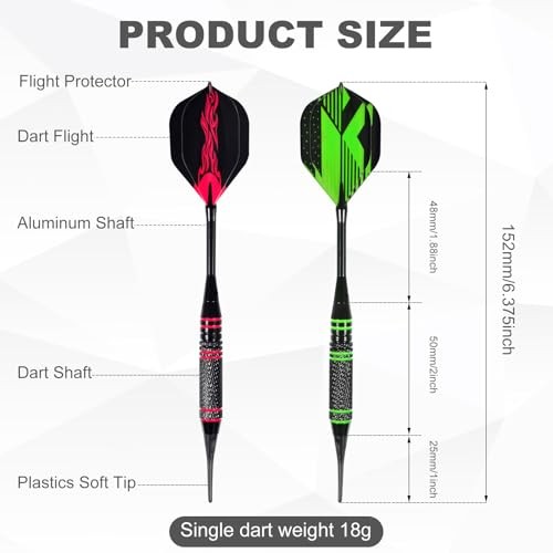 Darts Plastic Tip, Professional Soft Dart Tip Set, 12Pcs 18Gram with 120 Extra