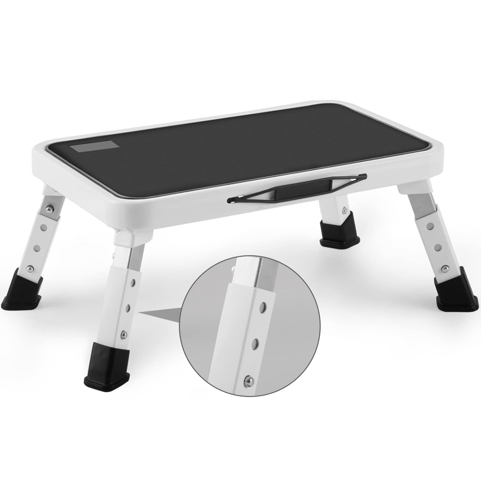 Height-Adjustable Folding Step Stool, Non-Slip Platform, 330 Lbs Capacity, Home