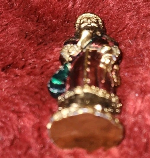VTG Metal Colorful Victorian Style Santa Clause Pewter Brass ? 2.5 Inches