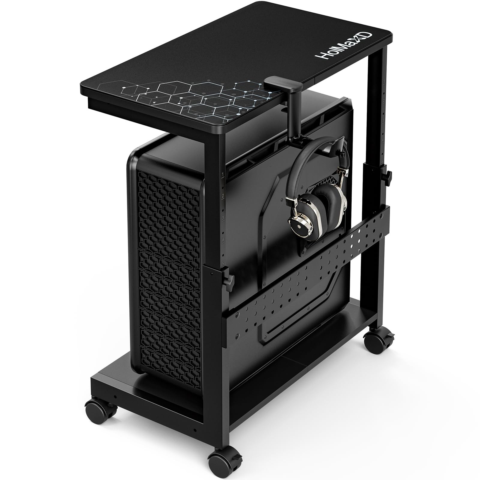 HOLMAXD Height Adjustable Computer Tower Stand, 2Tier ATXCase CPU Holder with...