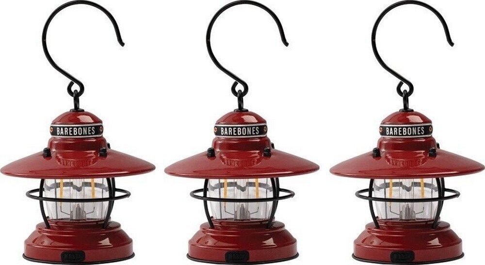 Barebones Living Edison Mini Lantern Red 3 pack 4.25" x 4.5" x 7" - LIV-277