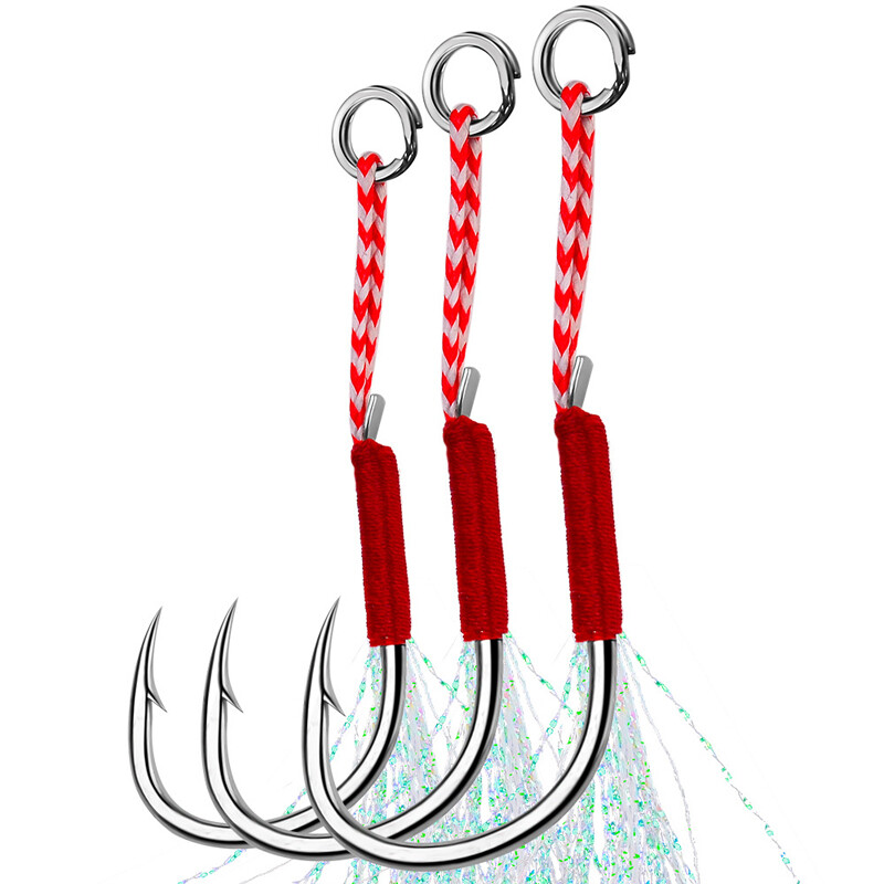 20pcs Fishing Jig Assist Hooks Slow Metal Jigging Hook Replacement Saltwater