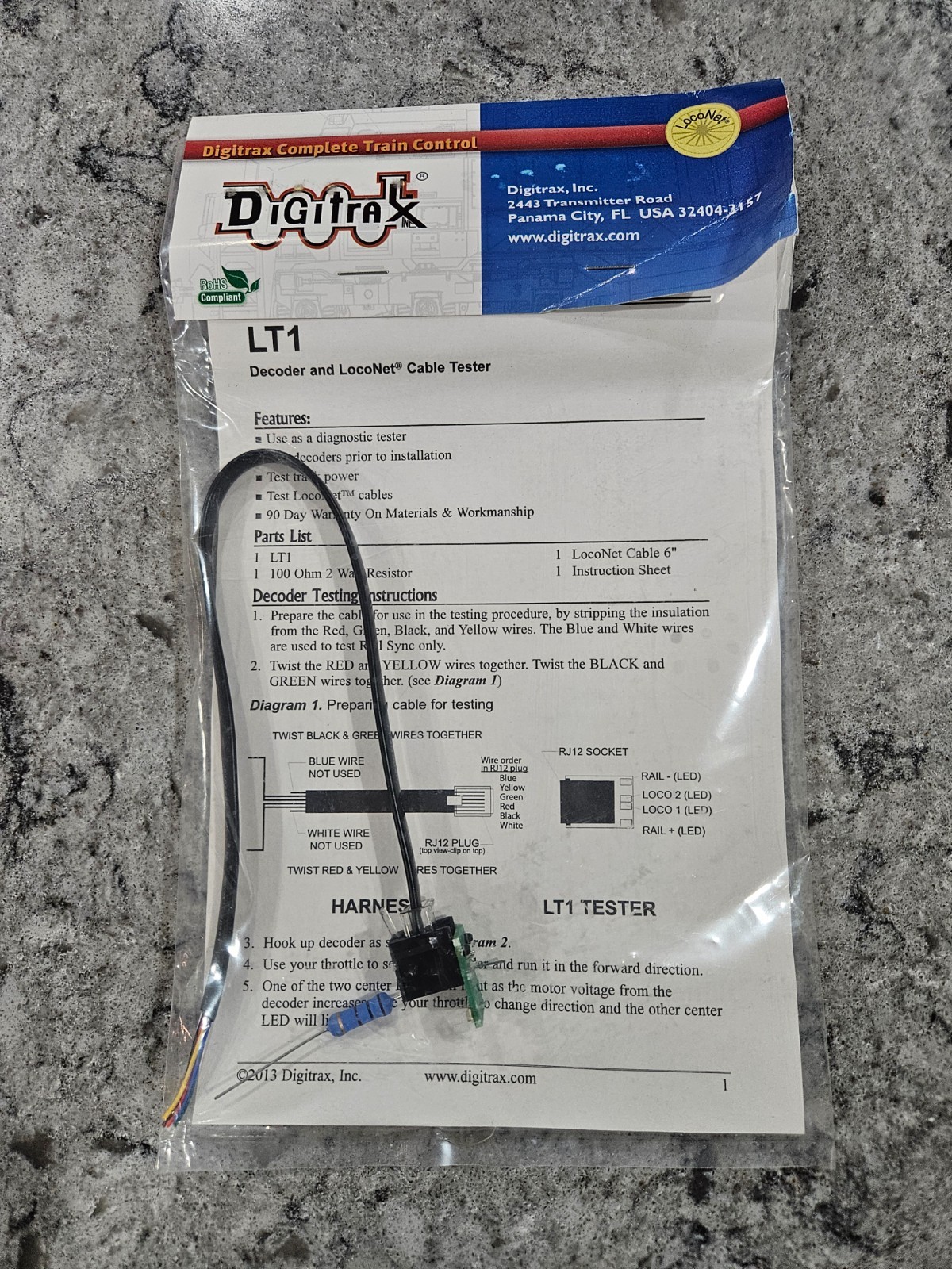 Digitrax LT1 Decoder & LocoNet Cable Tester