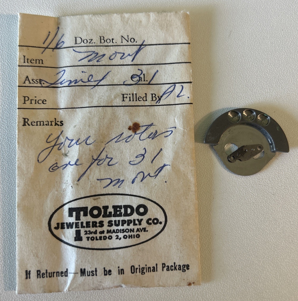Vintage Timex M31 Rotor Watch Part