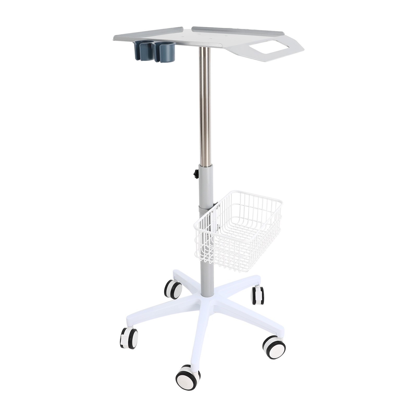 Mobile Rolling Cart Medical Trolley White for Ultrasound Imaging Scanner Cart